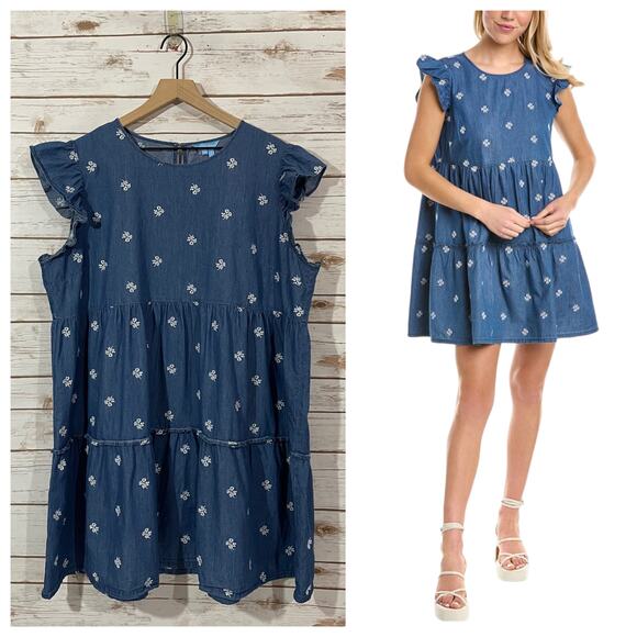 Draper James Embroidered A-line Dress - Blue - XXL - Picture 1 of 13